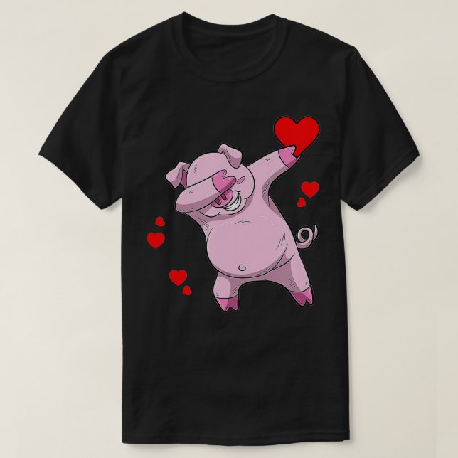 T-shirt Funny Dabbing Coeur de porc-Saint-Valentin cadeaux (Design devant)