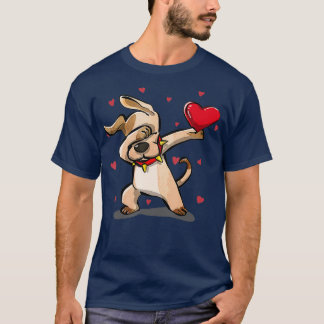 T-shirt Funny Dabbing Dog Heart Valentines Day Gift Boys