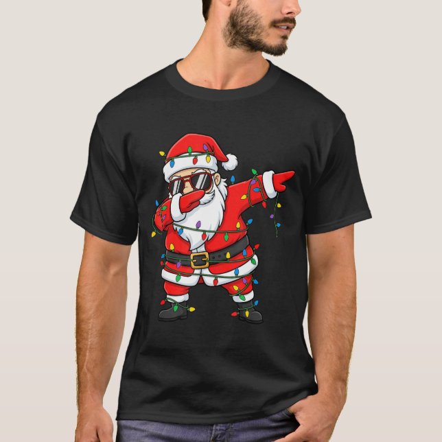 T-shirt Funny Dabbing Santa Xmas Lights Men Boys Girls Chr (Devant)