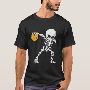 T-shirt Funny Dabbing Skeleton Playing Basketball For Boys