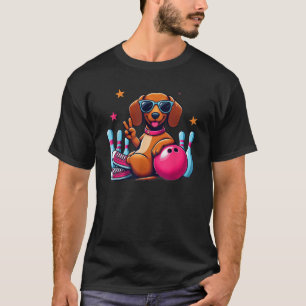 T-shirt Funny Dachshund Bowling Graphic Funny Chien Jouant