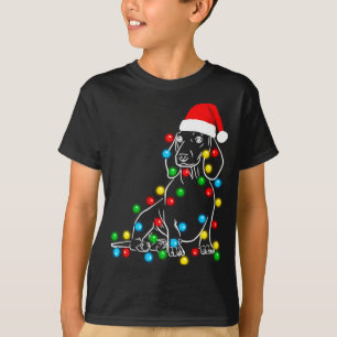 T-shirt Funny Dachshund Feux de Noël Lumières Chien Dirigé