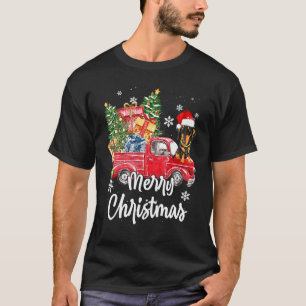 T-shirt Funny Dachshund Ride Camion Rouge Joyeux Noël Paj