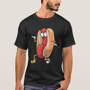 T-shirt Funny Dancing Hot Dog Design For Kids Boys Girls H