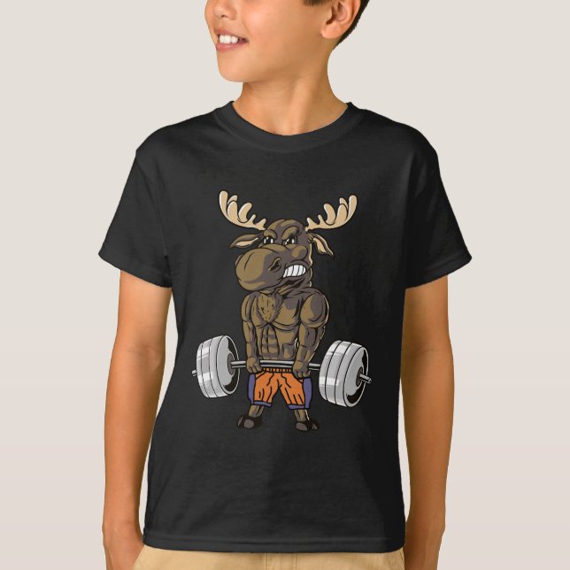 T-shirt Funny Deadlift Moose Poids Gym Humour (Devant)