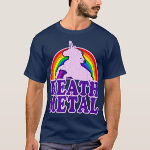 T-shirt Funny Death Metal Unicorn Arc-en-ciel