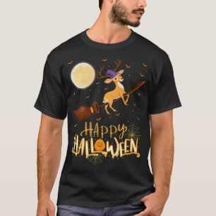 T-shirt Funny Deer Ride Sorcière Shot Deer Halloween