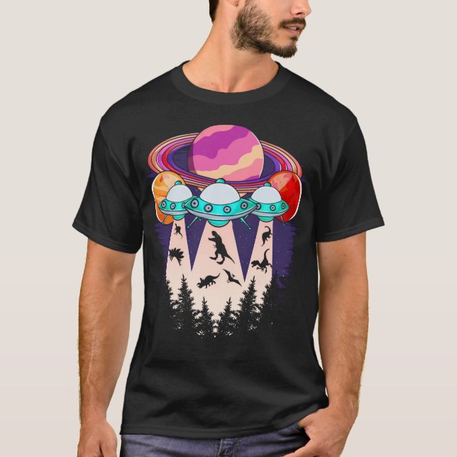 T-shirt Funny Dinosaur Ufo Lover Alien (Devant)