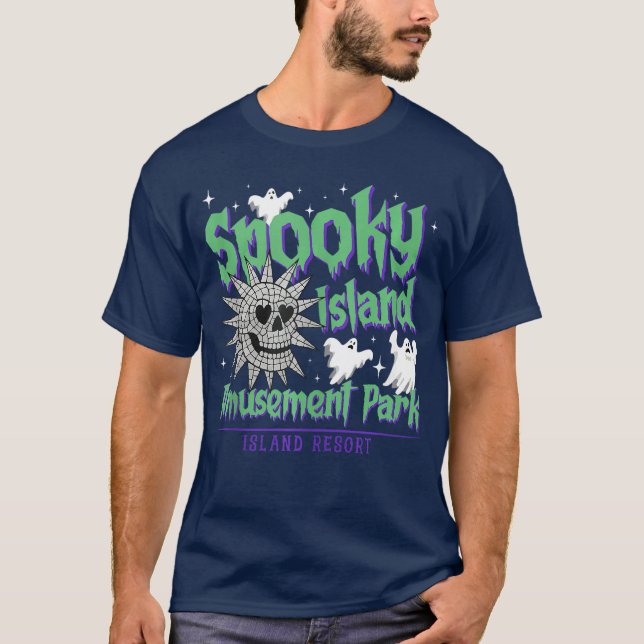 T-shirt Funny Éffrayant Island Amusement Park Skull Retro  (Devant)