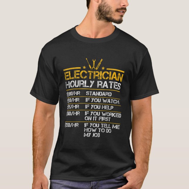 T-shirt Funny Electricien Tarifs horaires Lineman Hommes E (Devant)