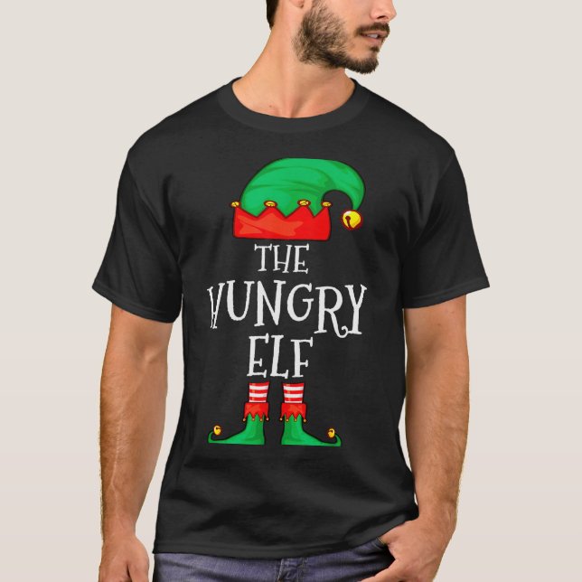 T-shirt Funny Elf Family Christmas The Hungry Elf Sweater  (Devant)