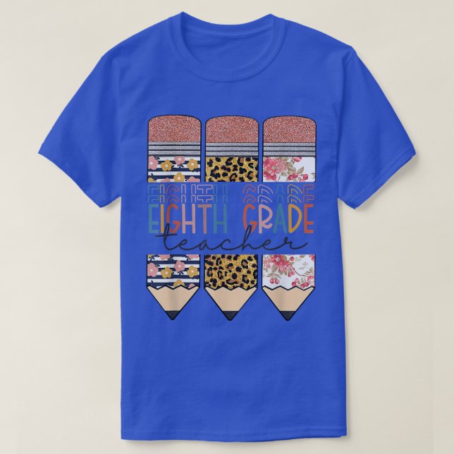 T-shirt Funny Enseignant 8e année Funny Leopard Pencil Ba (Design devant)