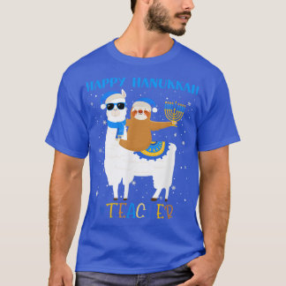 T-shirt Funny Enseignant Llama Sloth Menorah Hanoukka Chan