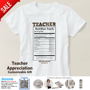 T-shirt Funny Enseignant nutritionnel Faits Cadeau personn