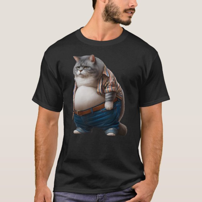 T-shirt Funny Fat Cat Graphic Fat Kitten Design Chubby Cat (Devant)