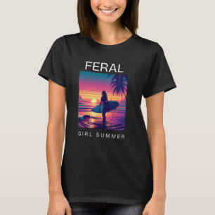 T-shirt Funny Feral Girl Design Été Pour Femmes Et Filles