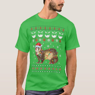 T-shirt Funny Ferrets Ugly Sweet Christmas Light Pyjama