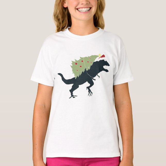 T-shirt Funny Festive Dino Christmas (Devant)