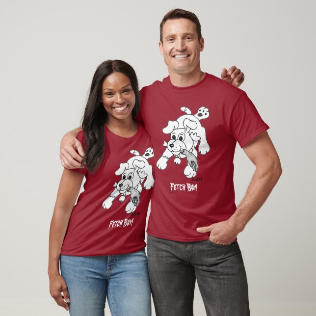T-shirt Funny Fetch Bois Charcoal Pencil Chien Unisex (Unisexe)