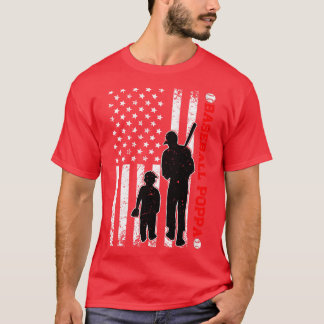 T-shirt Funny Fier Baseball Poppa Drapeau Américain D