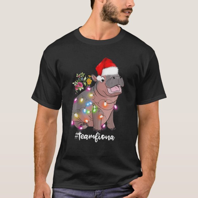 T-shirt Funny Fiona The Hippo Baby Christmas Lights (Devant)