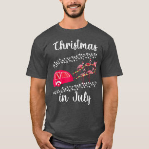 T-shirt Funny Flamant rose rose Retro Camping voiture Noël