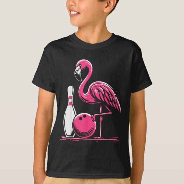 T-shirt Funny Flamingo Bowling N Bowl Bowler  (Devant)