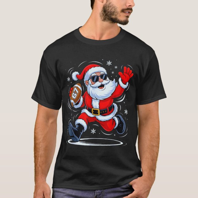 T-shirt Funny Football Santa 67 Christmas Xmas Holiday Boy (Devant)
