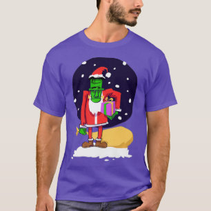 T-shirt Funny Frankenstein portant un costume Père Noël