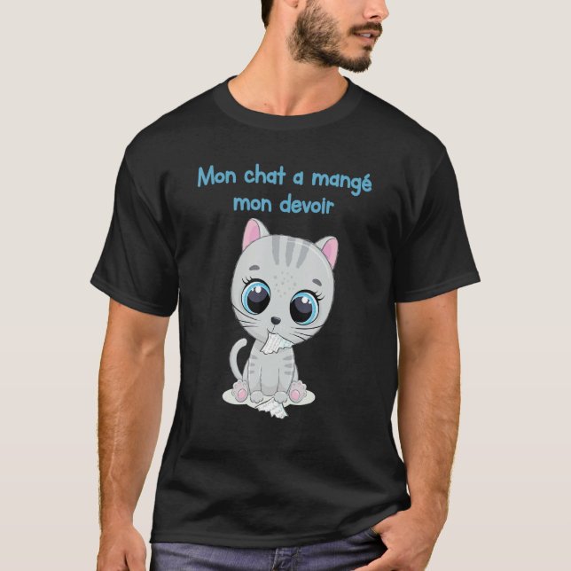 T-shirt Funny French Teacher Gift Ideas MON CHAT A MANGE M (Devant)
