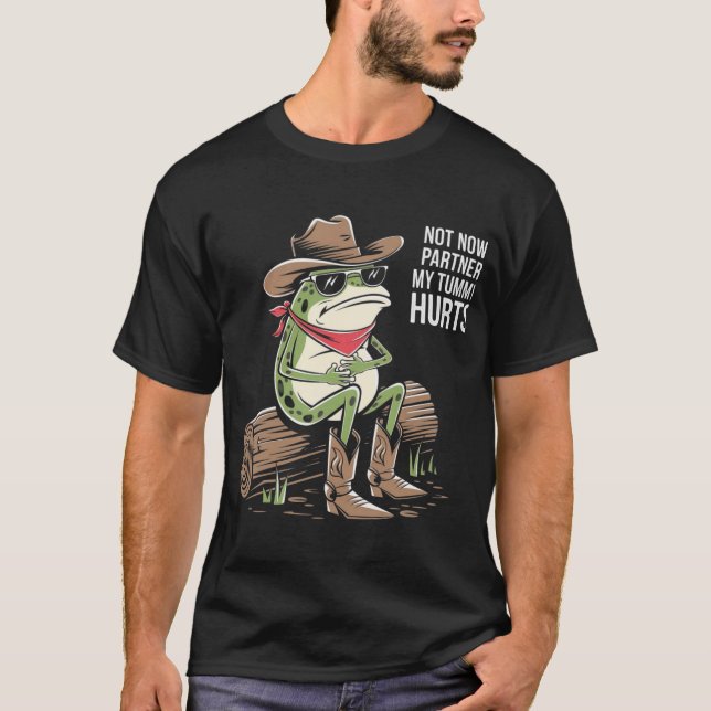 T-shirt Funny Frog Cowboy Unisex Tee (Devant)