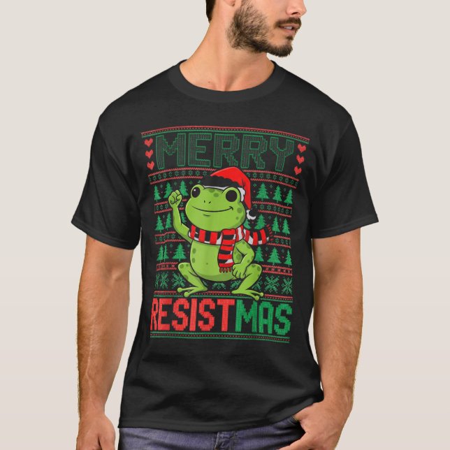 T-shirt Funny Frog Retro Merry Resistmas Litical Ugly Chri (Devant)