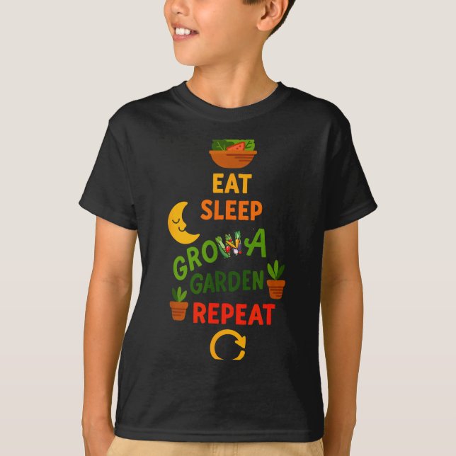 T-shirt Funny Game Eat Sleep Grow A Garden Repeat Gamer De (Devant)