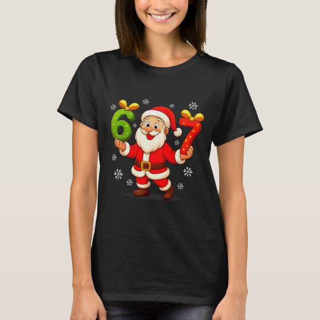 T-shirt Funny Gen Alpha Slang 6 7 Christmas Santa Six Seve (Devant)