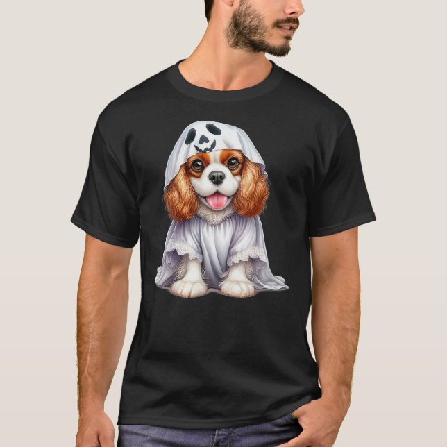 T-shirt Funny Ghost Cavalier King Charles Spaniel Dog Love (Devant)