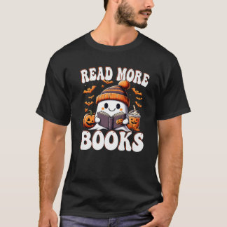 T-shirt Funny Ghost Lire plus Livres Funny Teacher Hallowe