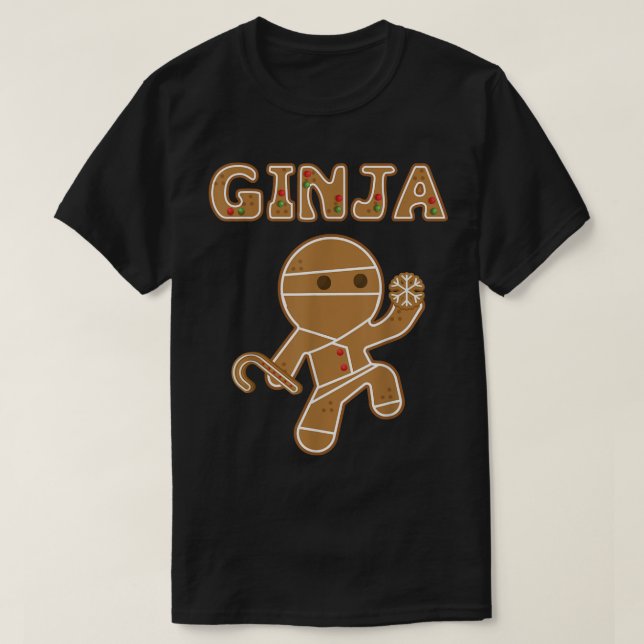 T-shirt Funny Ginja Gingerbread Ninja Design (Design devant)