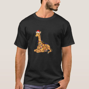 T-shirt Funny Giraffe Arbre Lumières Noël Noël Pajama Ma