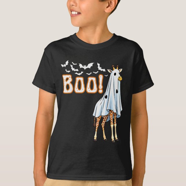 T-shirt Funny Giraffe Ghost Boo Shirt Cute Animal Hallowee (Devant)