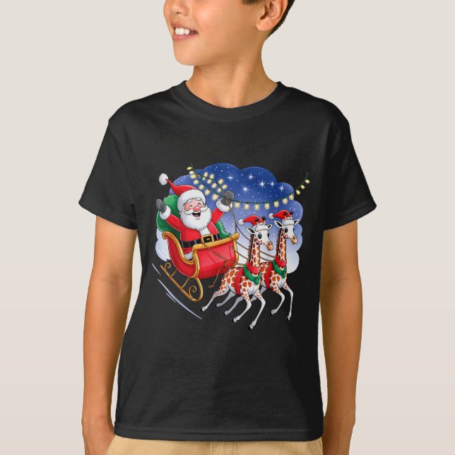 T-shirt Funny Giraffe Lover Xmas Giraffe Santa Christmas S (Devant)