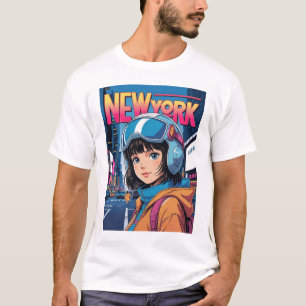 T-shirt Funny Girl Vintage Post Card New York USA