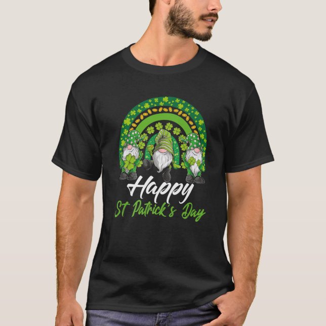 T-shirt Funny Gnomes Happy St Patrick's Lucky Irish Rainbo (Devant)