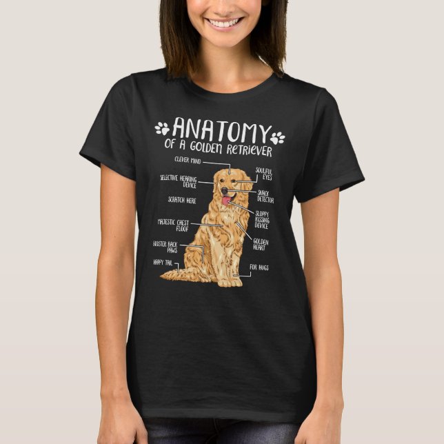 T-shirt Funny Golden Retriever Anatomy Chien (Devant)