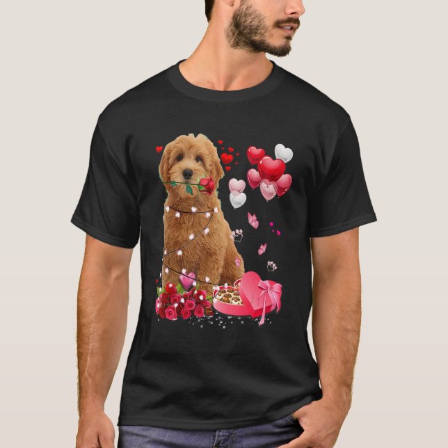T-shirt Funny Goldendoodle Rose Coeur Joyeux Saint Valenti (Devant)