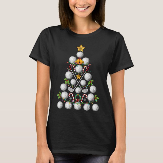 T-shirt Funny Golf Ball Christmas Tree Christmas Golf Love (Devant)