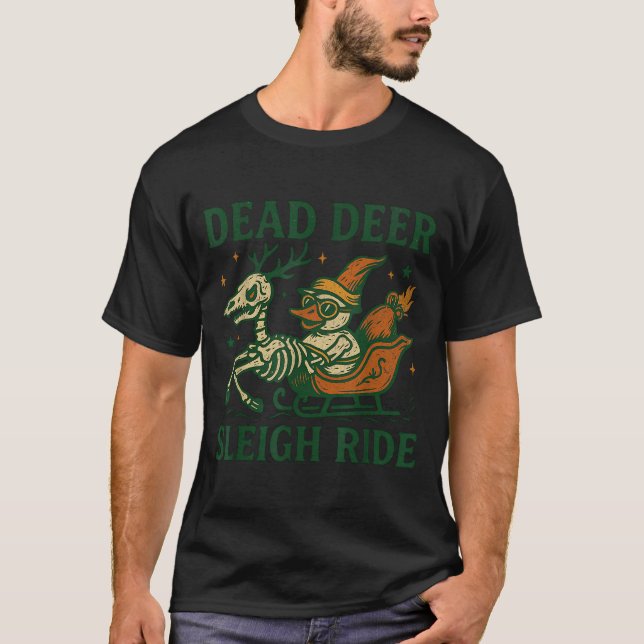 T-shirt Funny Goth Christmas Pun Y Reindeer Skeleton Xmas  (Devant)