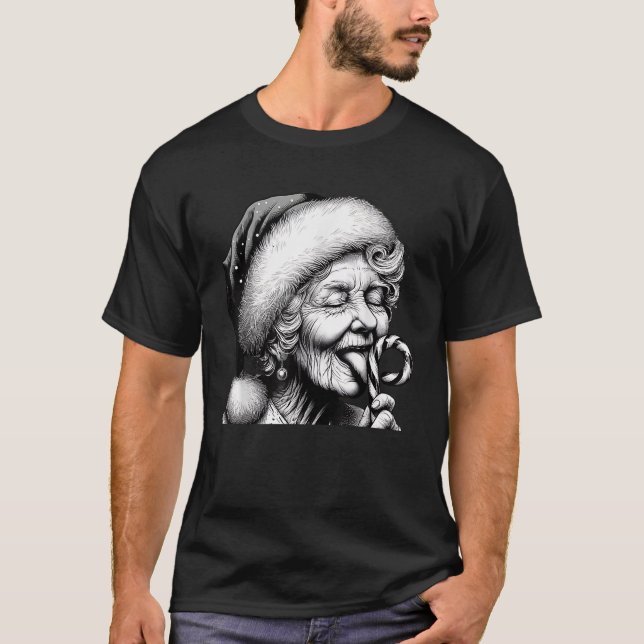 T-shirt Funny Granny Nana Licking Candy Cane Grandma Chris (Devant)
