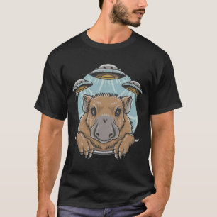 T-shirt Funny Graphic Tee Capybara Selfie avec OVNI bizarr