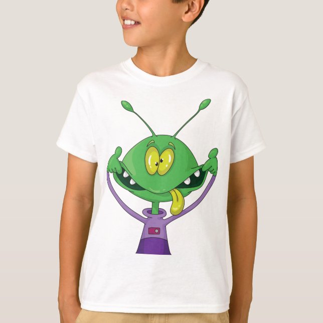 T-shirt Funny Green Alien Making Silly Face (Devant)