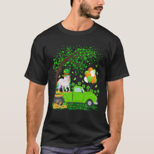T-shirt Funny Green Truck Shamrock Leaf Unicorn St Patrick